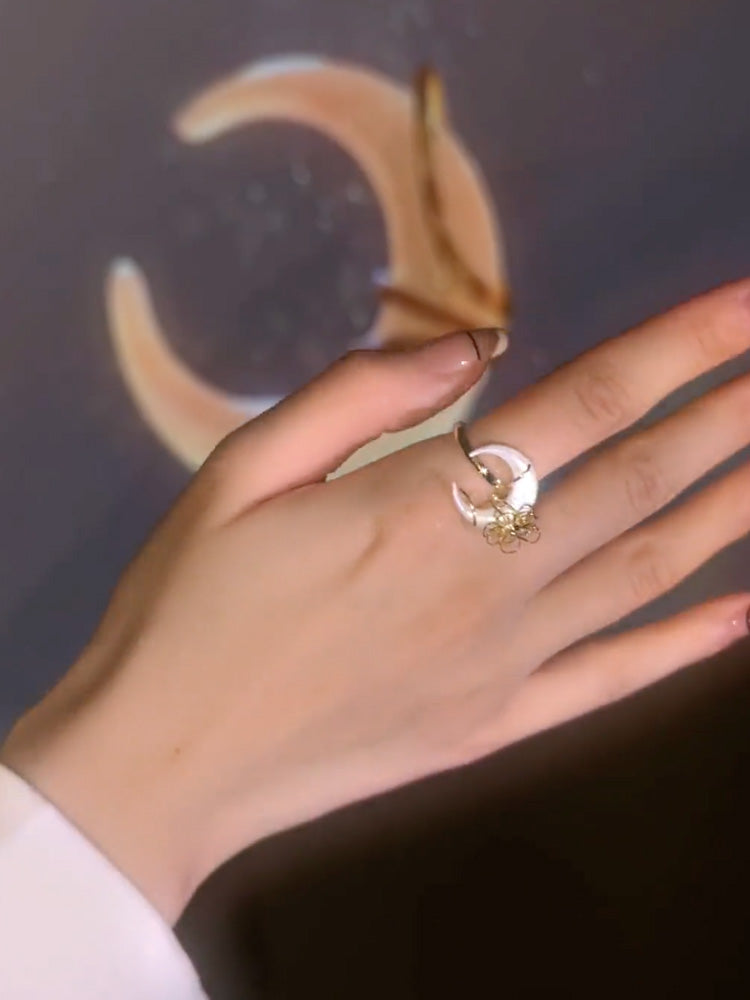 Little Orchid Bone Orchid Ring Moon Winding Vòng điều chỉnh đơn giản