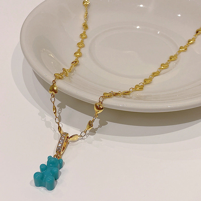 Gummy bear color pendant neck chain
