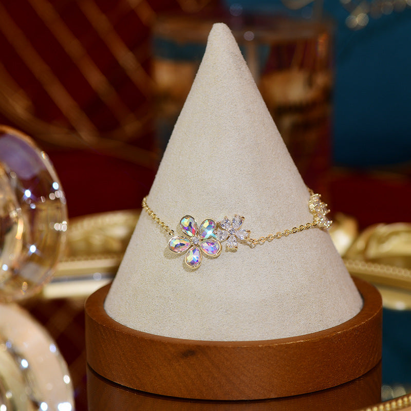 دستبند آرورا کریستال کامل الماس گل تازه