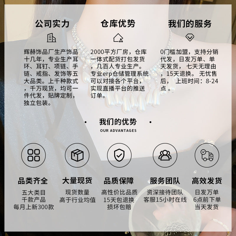 블랙 크리스탈 샤오 마오 헤드 목걸이 팔찌