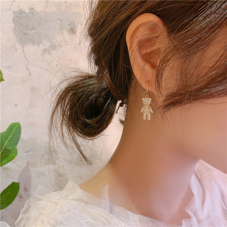 گوشواره خرس الماس ساده