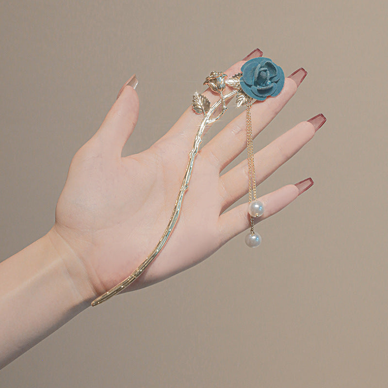 French rose hairpin tassel hairpin