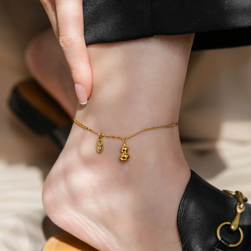 18K gold gourd plated anklet female advanced feeling design does not fade