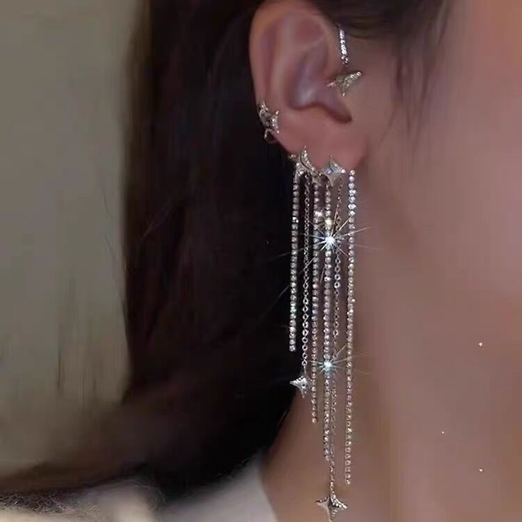 منگوله بدلیجات پنج پر با الماس بدون گوشواره گیره استخوان گوش