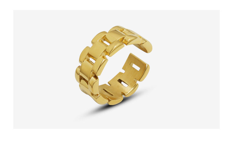 Đồng hồ dây chuyền kiểu nhẫn thực phẩm nữ nhẫn thép titan mạ vàng 18k