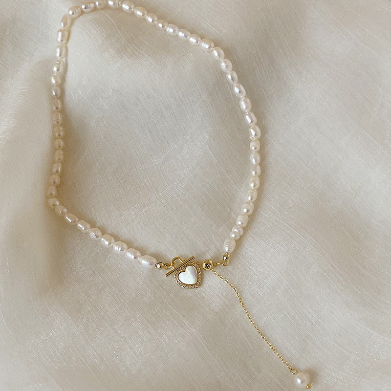 French gentle natural  love shell necklace female