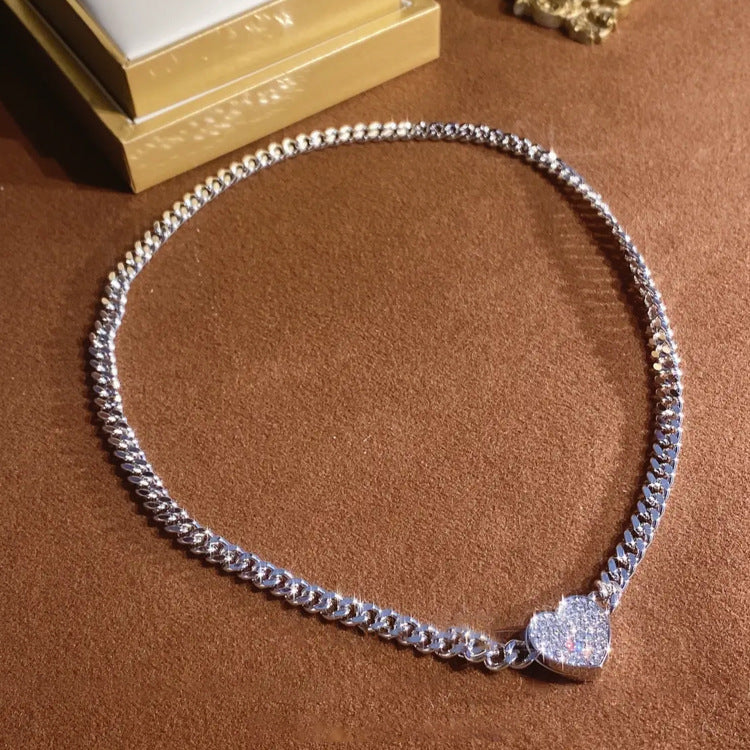 Magnet zircon metal love necklace female simple Joker temperament neck chain