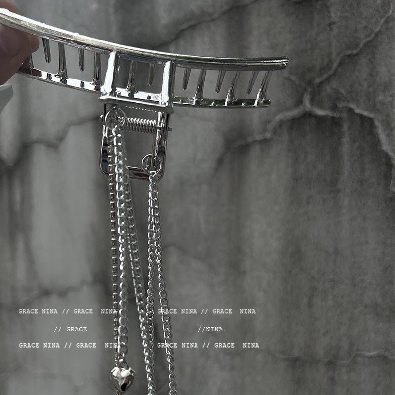 Fringed shark hairpin back head grab clip