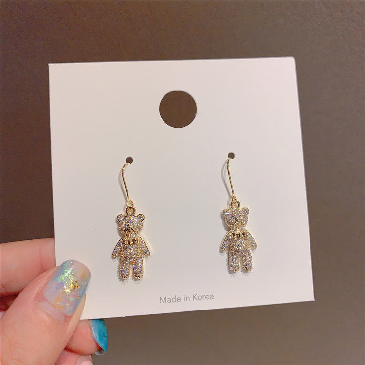 گوشواره خرس الماس ساده