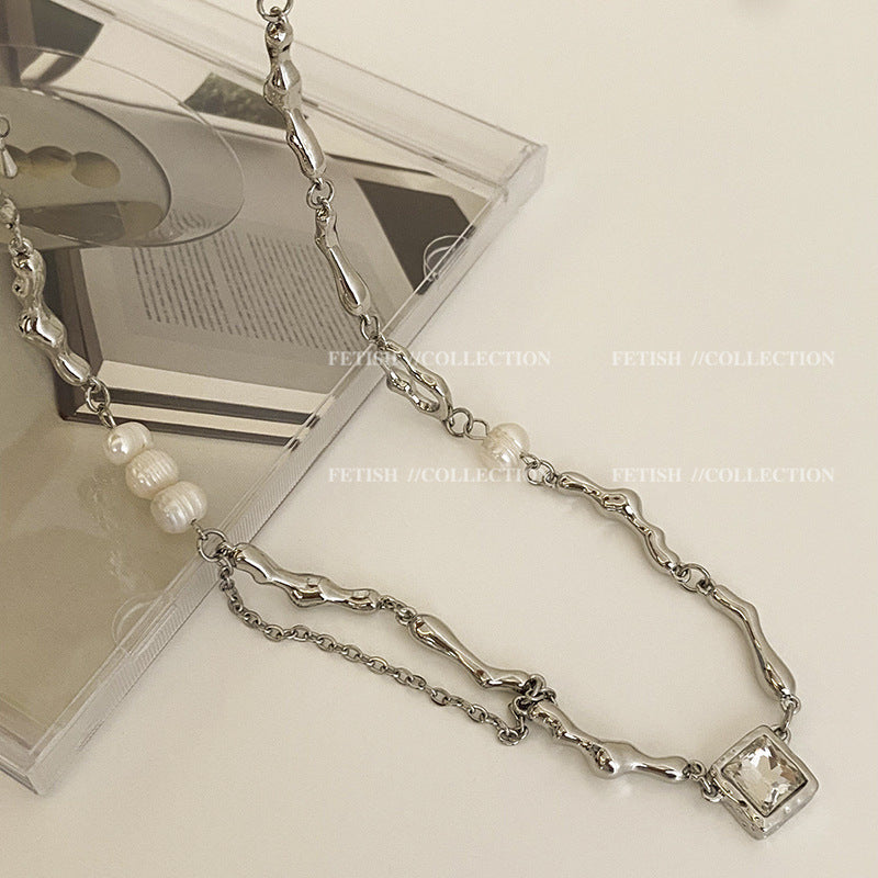 گردنبند زنانه مروارید مشکی مرواریدی شبیه آب شیرین باروک