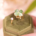 Rotatable green opal ring necklace