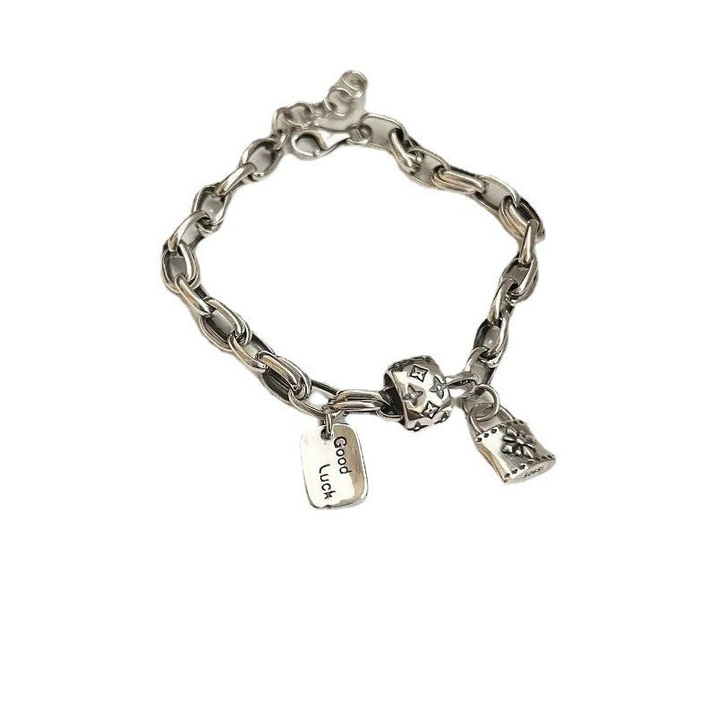 Retro personality s925 silver plated bracelet female