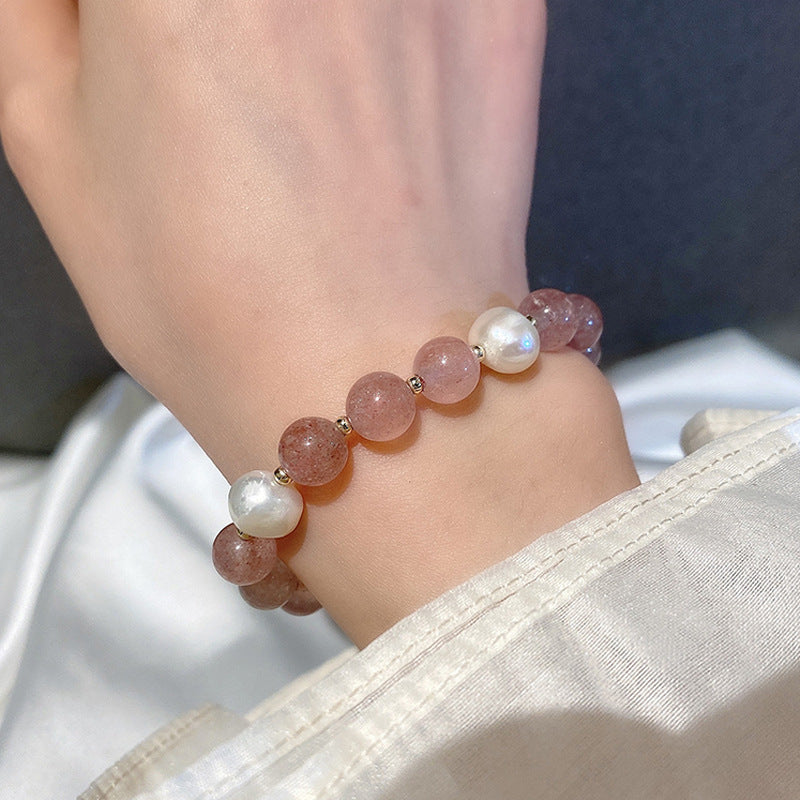 Pulseira de cristal de morango natural