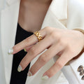 Watch chain style ring women's food finger ring titanium steel plated 18k gold