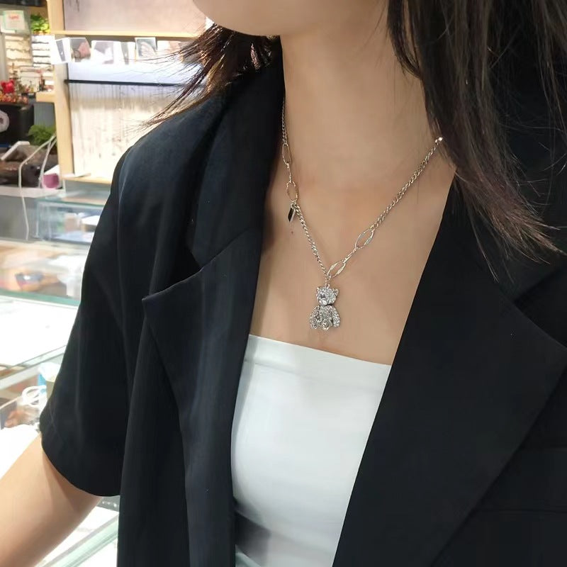 Kalung Jahitan Beruang Berlian Penuh