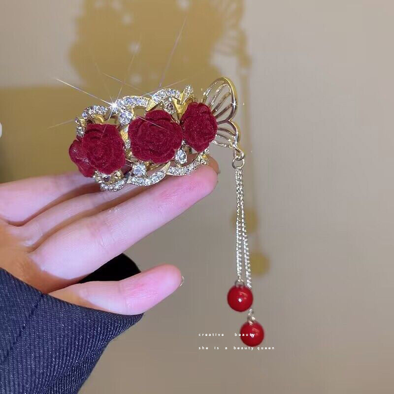 Red Rose Butterfly Coil Hair Scratch Headdress