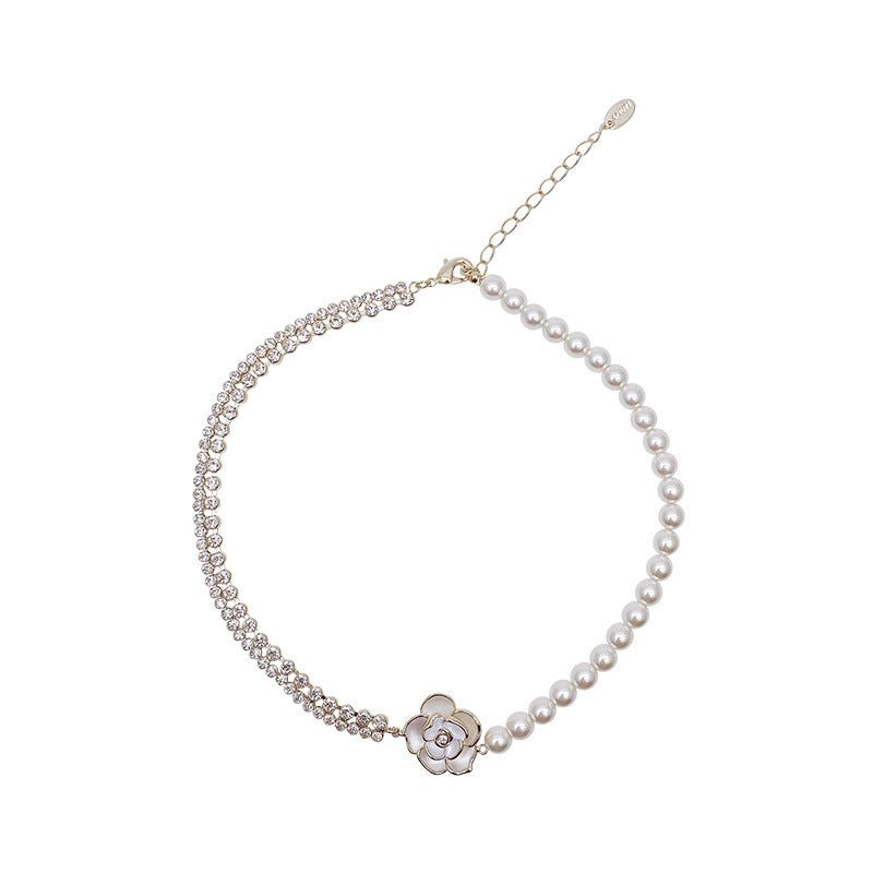 카멜리아 펜던트 체인 메탈 쇄골 체인