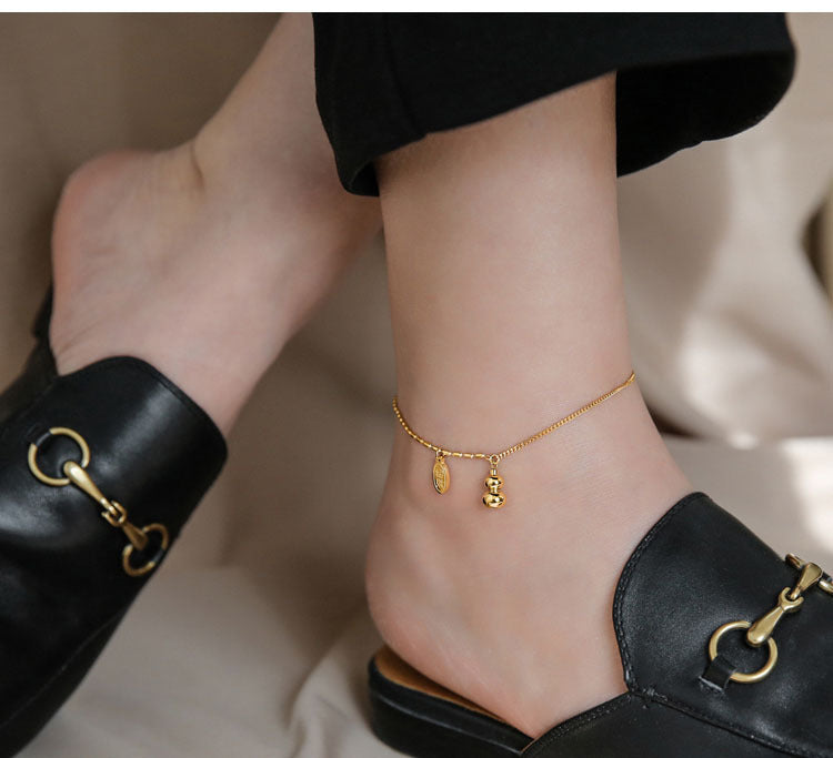 18 Karat vergoldetes, mit Kürbis überzogenes Fußkettchen, weibliches fortschrittliches Gefühlsdesign, verblasst nicht