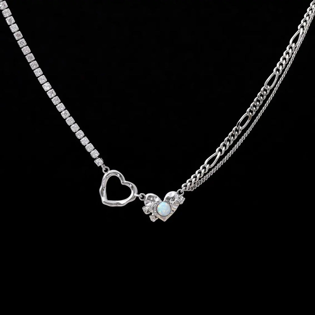 ডাবল লাভ নেকলেস মাইনর ডিজাইনের মিষ্টি এবং শীতল মশলা গার্ল ক্ল্যাভিকল চেইন