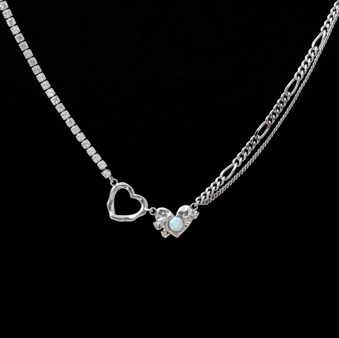 ডাবল লাভ নেকলেস মাইনর ডিজাইনের মিষ্টি এবং শীতল মশলা গার্ল ক্ল্যাভিকল চেইন