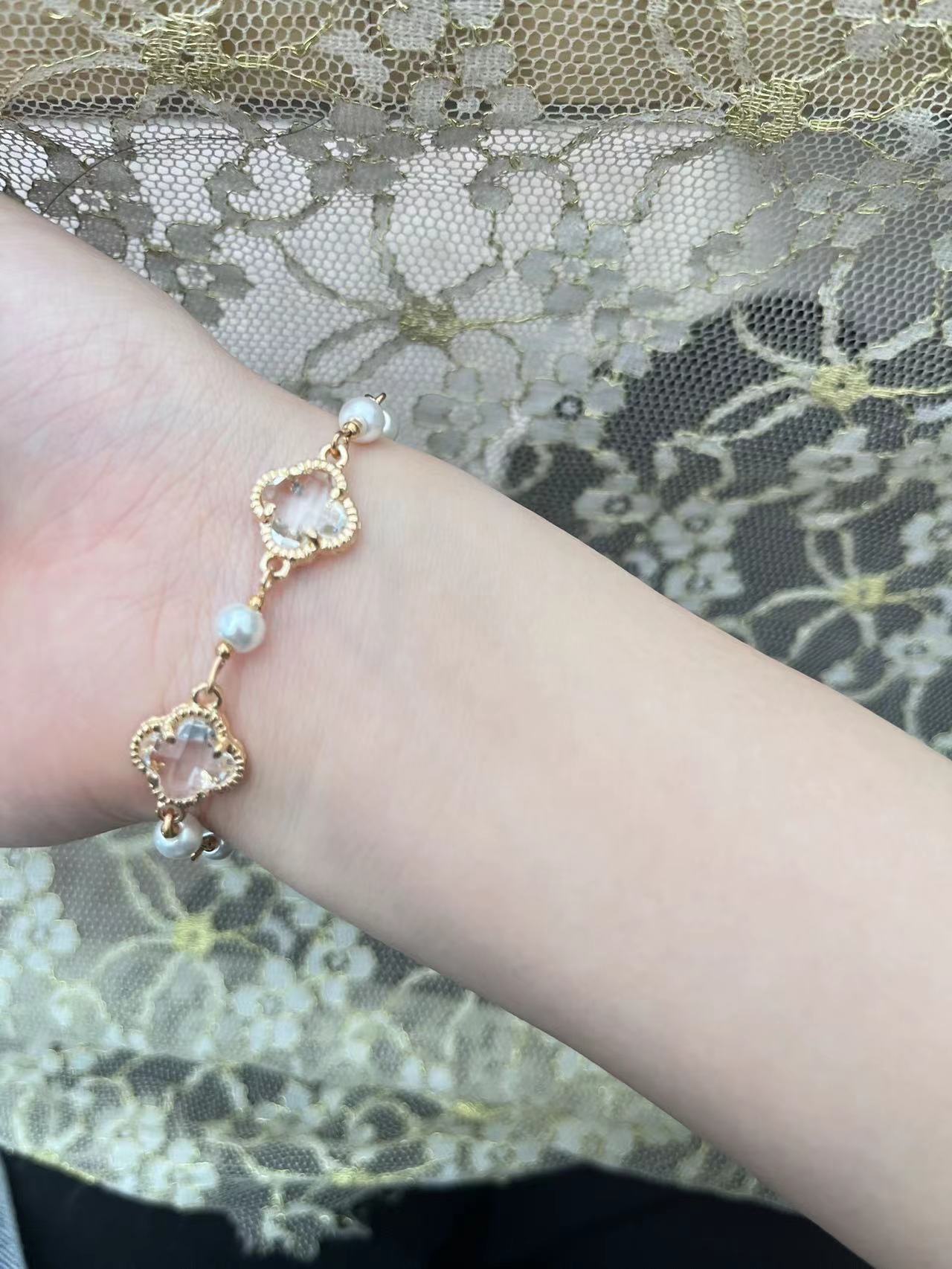 네잎 클로버 팔찌 여성 심플