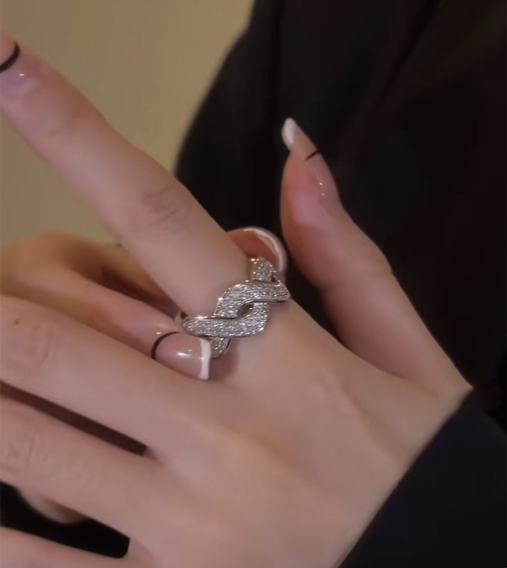 Cincin twist ring zirkon full berlian