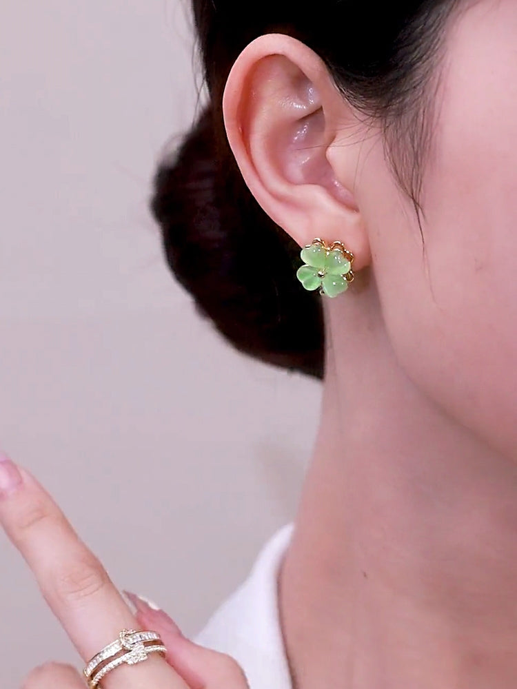 گوشواره چهار برگ عقیق سبز دوار زن