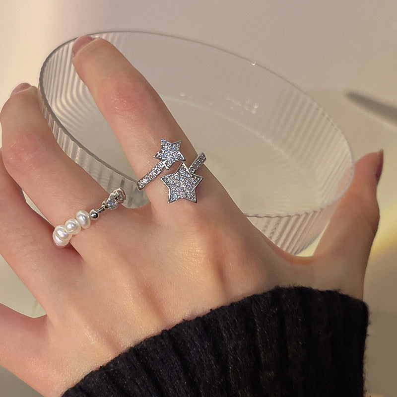 Nhẫn mở ngôi sao zircon nữ