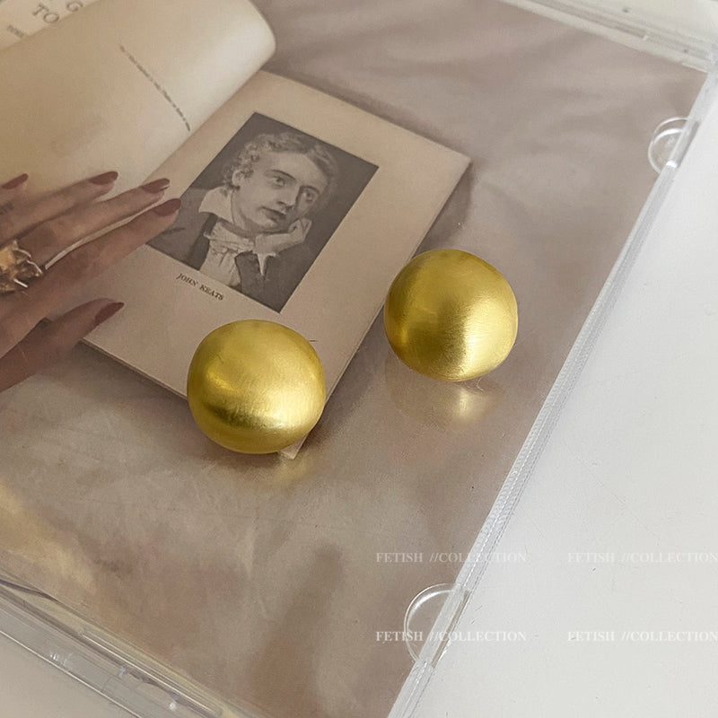 گوشواره نخودی توپی برس خورده فلزی مات زنانه