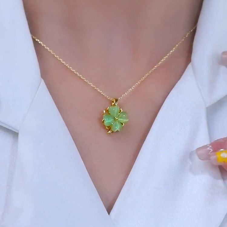 Vòng cổ opal xanh xoay được