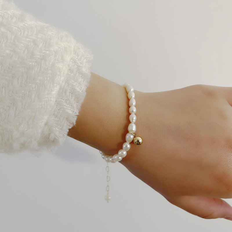 바로크 천연 모조 진주 황금 작은 황금 콩 목 체인