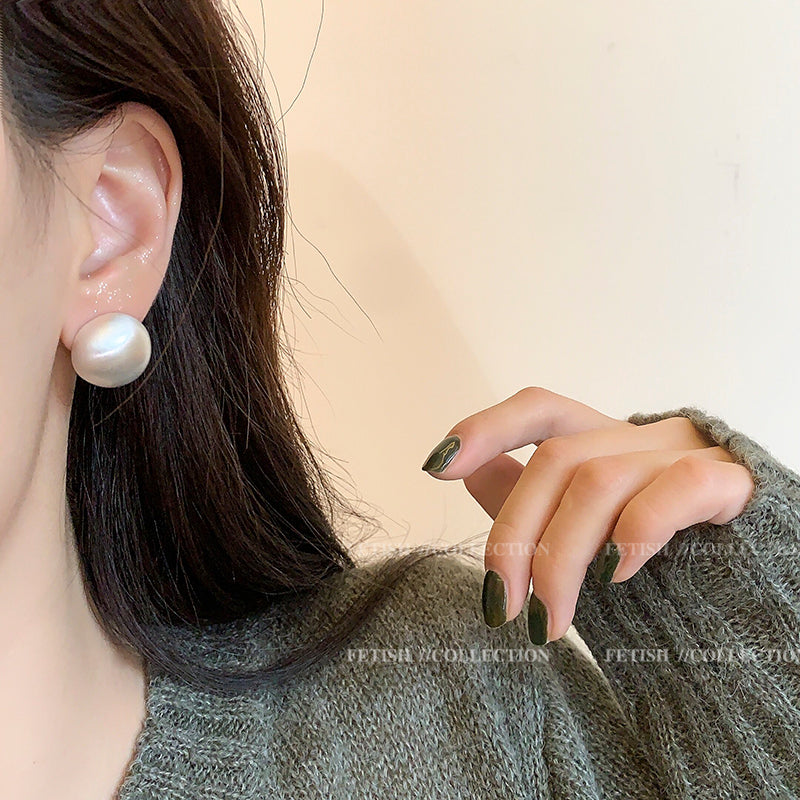 گوشواره نخودی توپی برس خورده فلزی مات زنانه