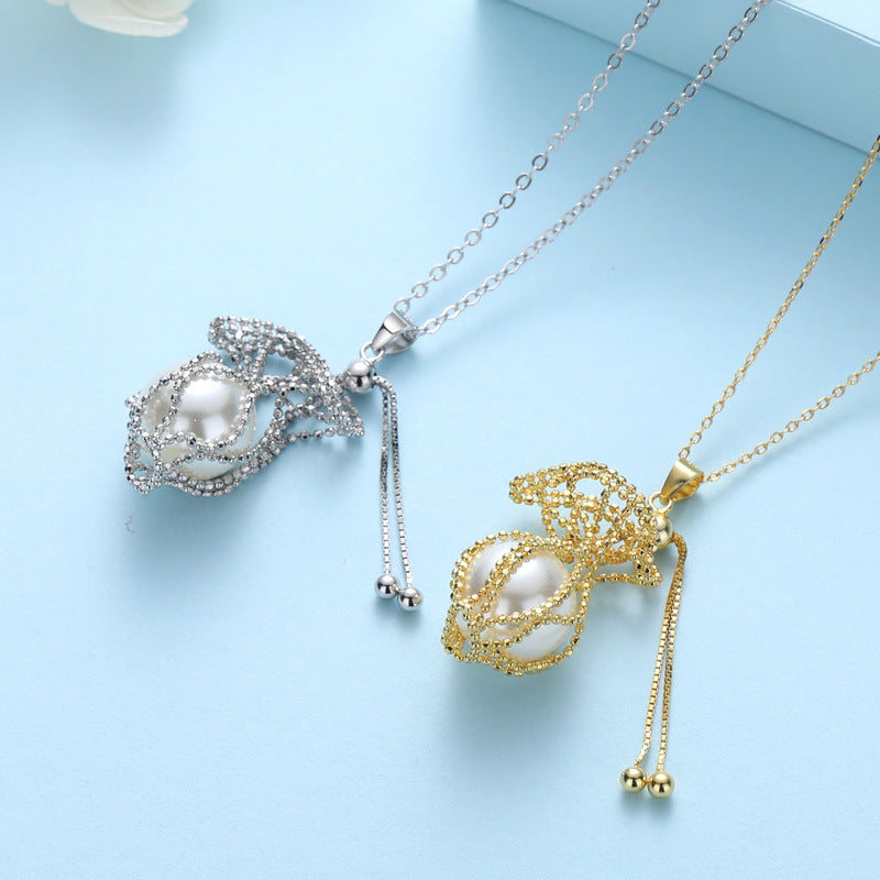 S925 Kalung Tarik Anyaman Emas 18K