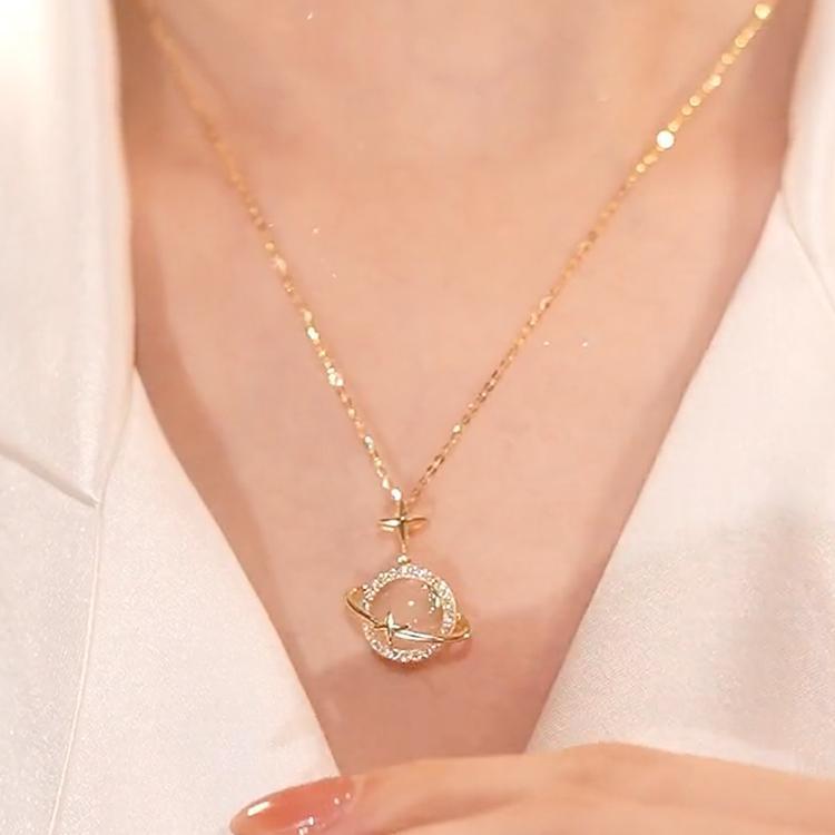 925 sterling silver necklace female planet clavicle chain