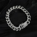 Combinazione di catena della clavicola del bracciale spesso con diamanti pieni di collana cubana