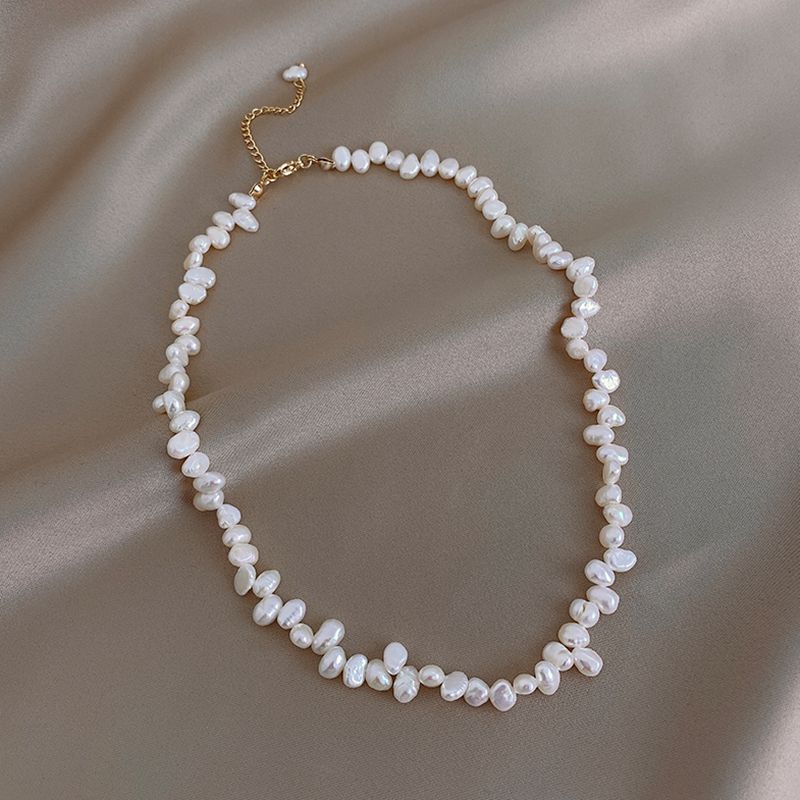 바로크 기장 담수 모조 진주 목걸이 여성 기질 그물 레드 패션 외계인 불규칙한 진주 쇄골 체인 여성