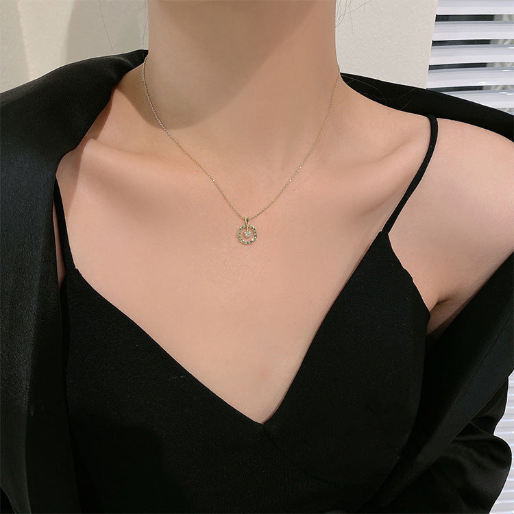 큐피드 하트 라인스톤 목걸이 여성 쇄골 체인