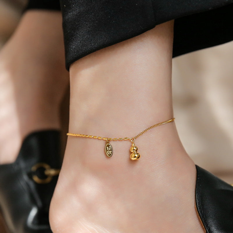 18K gold gourd plated anklet female advanced feeling design does not fade