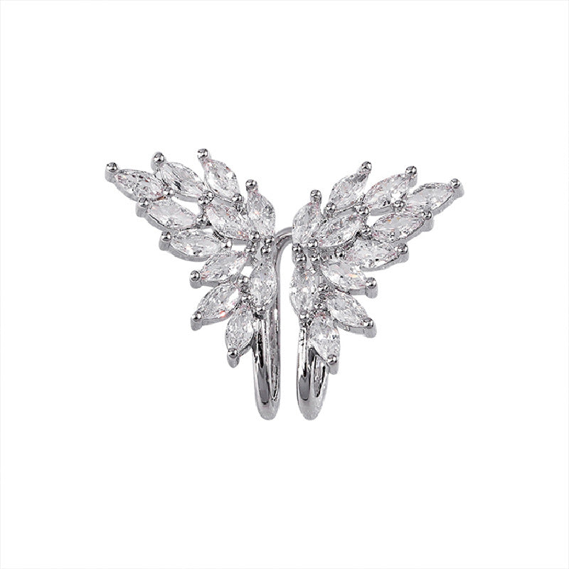 Super flash micro zircon-inlaid butterfly wing ear clip