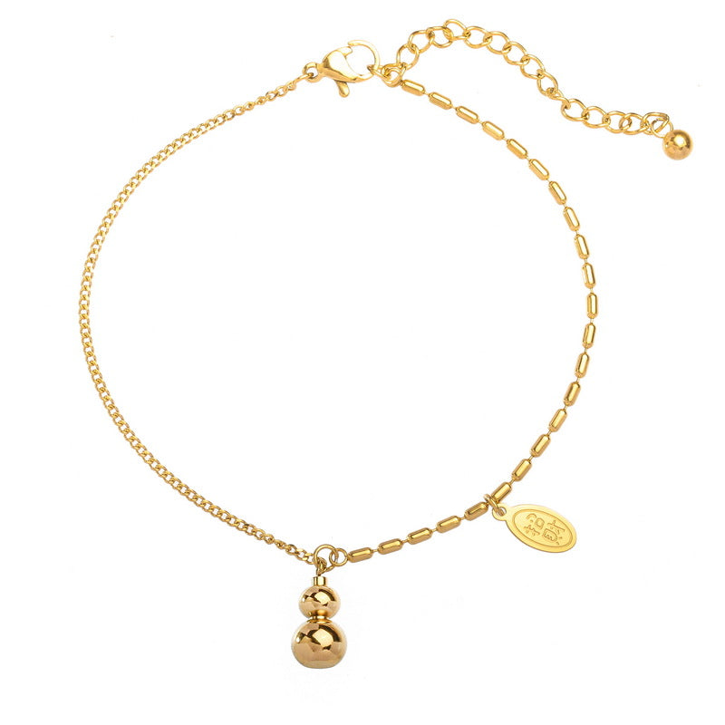 18K gold gourd plated anklet female advanced feeling design does not fade