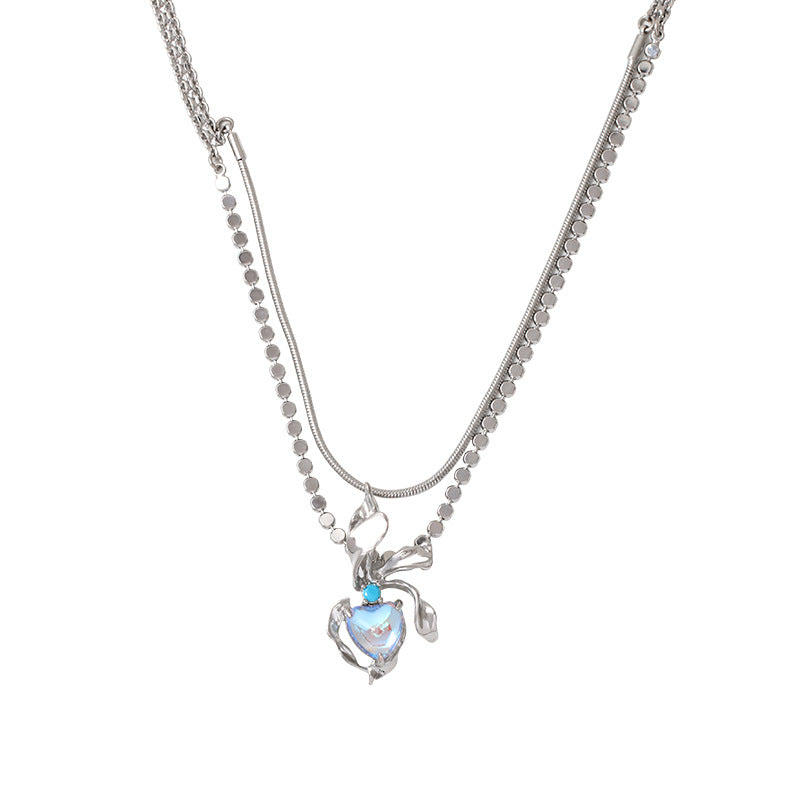 Minor Design Moonstone Kalung Liontin Joker Panjang Berbentuk Hati