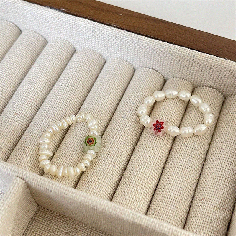 हाताने तयार केलेली गोड्या पाण्याची रंगीत ग्लेझ रिंग