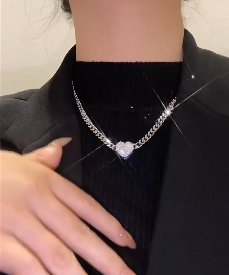 Magnet zircon metal love necklace female simple Joker temperament neck chain