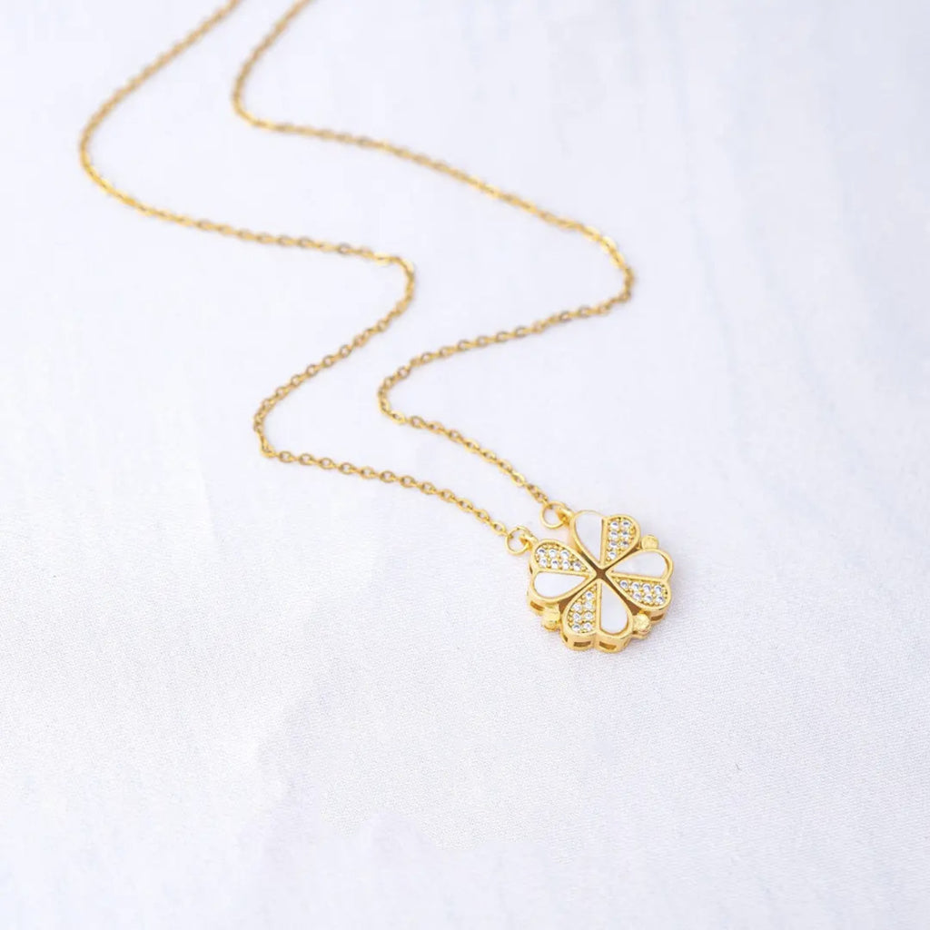 گردنبند چهاربرگ مغناطیسی نقره 925 زنجیر ترقوه زنانه