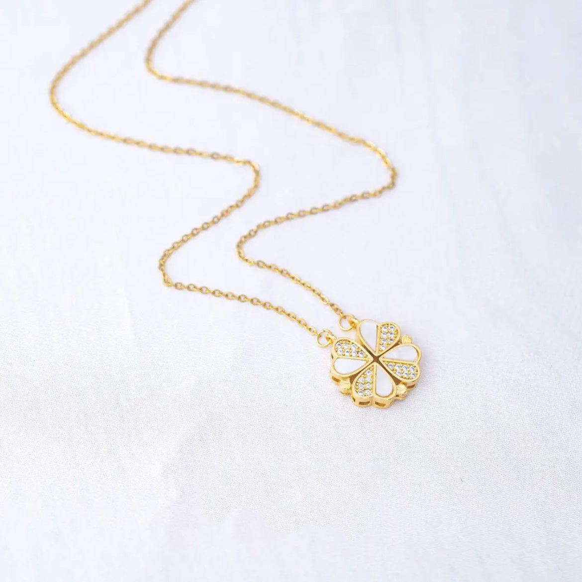 925 sterling silver magnetic four-leaf clover necklace female clavicle chain