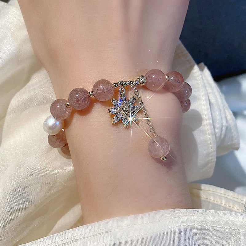 Pulseira de cristal de morango natural