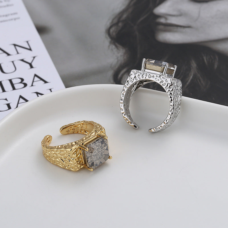 Vòng khảm Twa Zircon Vòng cứu trợ công nghiệp nặng Kết cấu dung nham