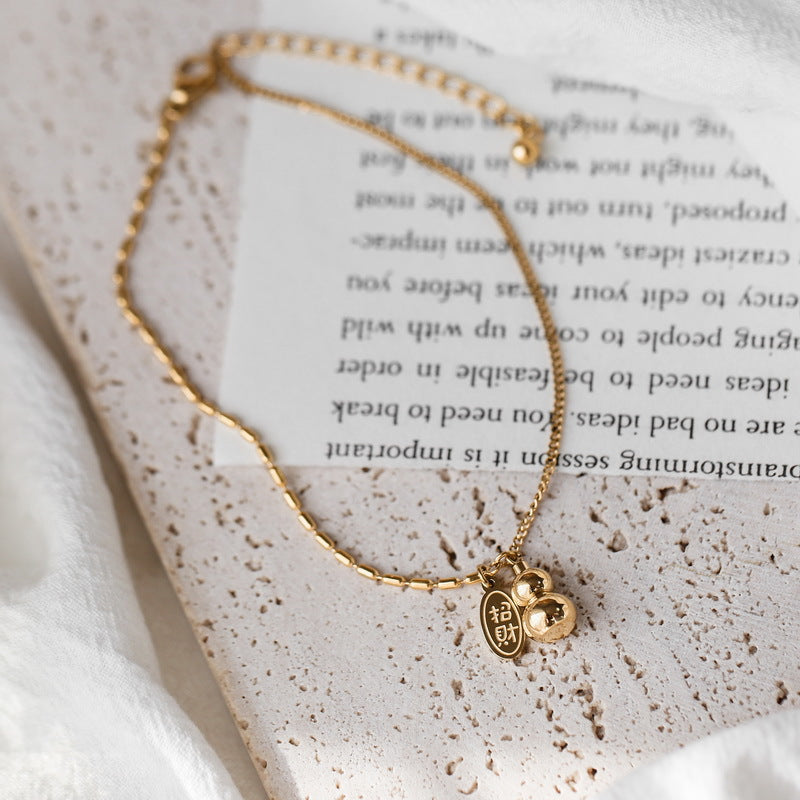 18K gold gourd plated anklet female advanced feeling design does not fade