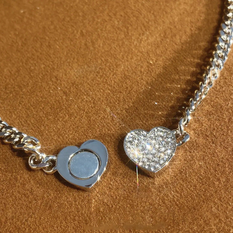 Magnet zircon metal love necklace female simple Joker temperament neck chain