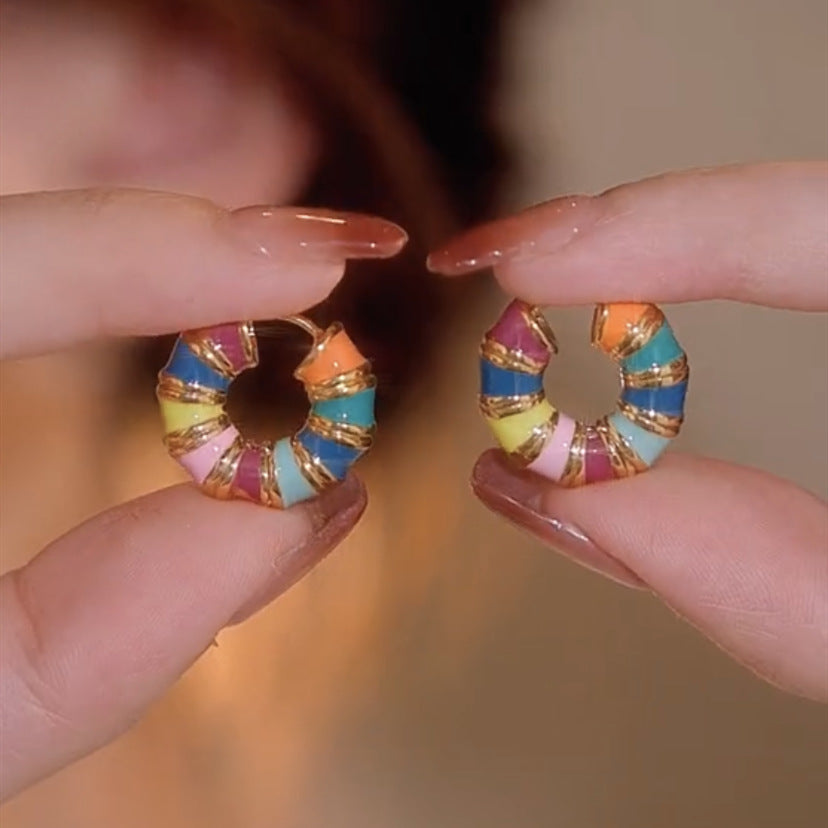 حلقه گوش رنگی لعاب قطره ای